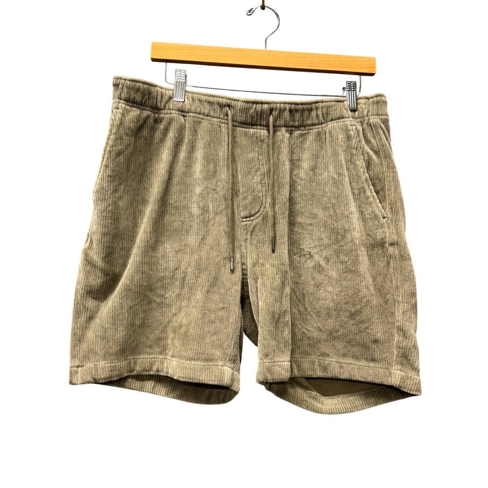 Faherty Corduroy Shorts Mens Large Drawstring Cord Khaki Green Coastal Comfy